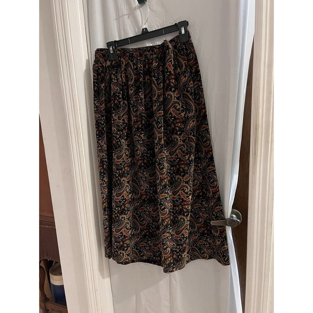 Melissa Burke Vintage Multicolor Velvet Paisley Midi Skirt Size 12